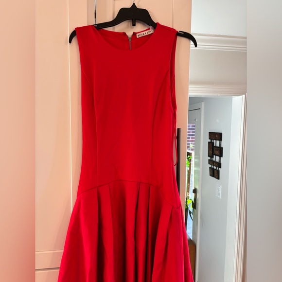 new Alice and Olivia Adley drop waist midi dress in bright ruby red -  divino.acegroup.co.in
